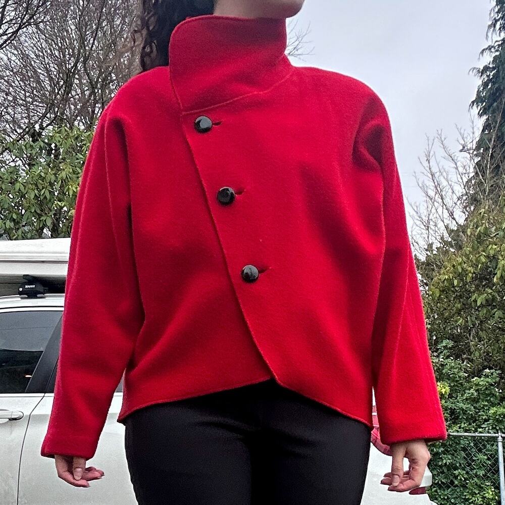 Vintage 60s Merle Red Felted Wool Mod Jacket